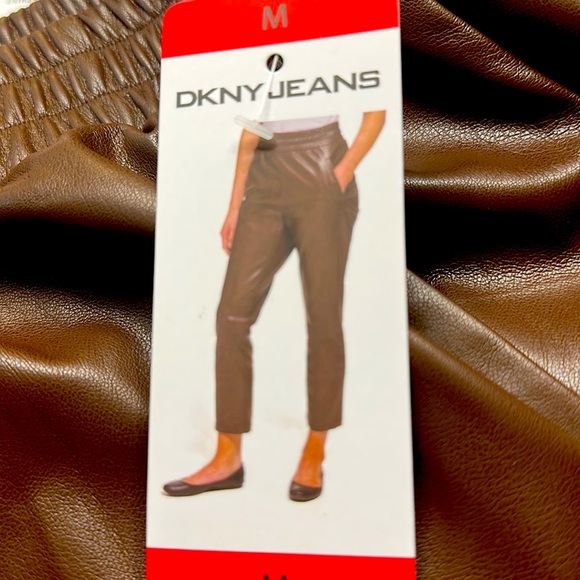 NWT DKNY Jeans Brown Faux Leather pants Size M - Picture 12 of 12